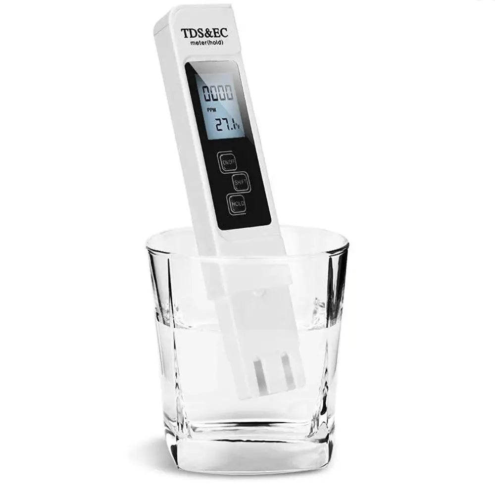Digital Water Tester Meter TDS EC PPM Temp Detector Pen with White LCD Display 0-9990 Range for Purity Measurement Peaceful Pleasures Health and Wellness