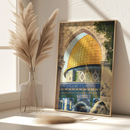 Al Aqsa Mosque Islamic Wall Art | Gold Dome Canvas Print Islamic Canvas Print Peaceful Pleasures Health and Wellness