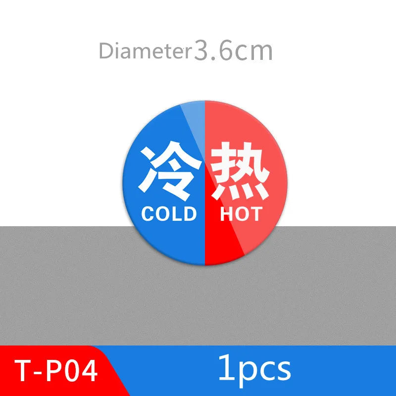 Hot & Cold Faucet Label Stickers – Acrylic Self-Adhesive Signs