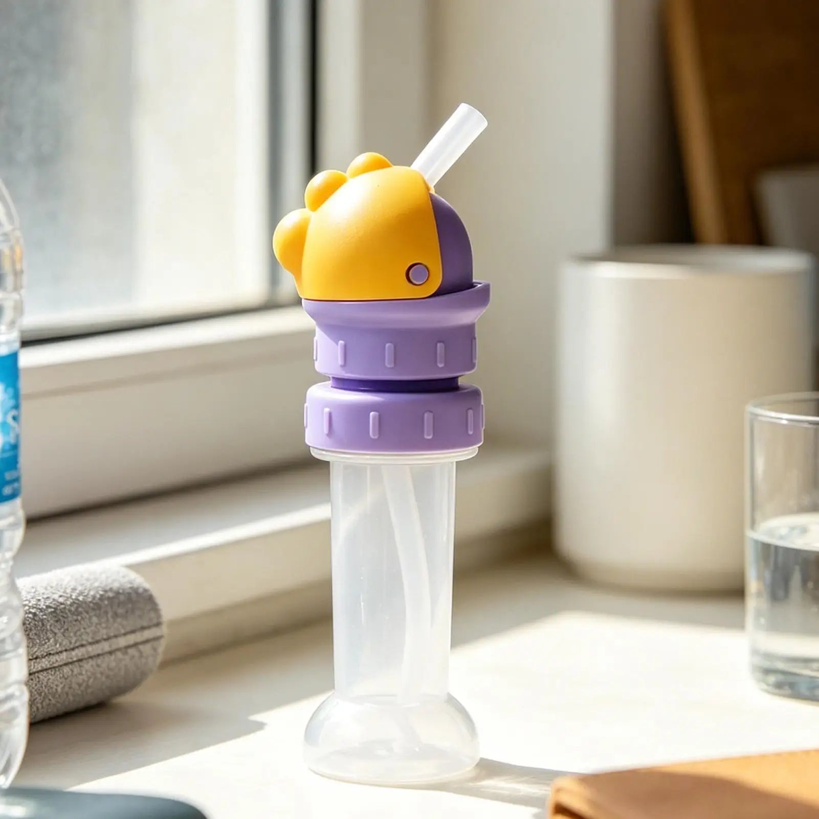 Reusable Spill-Proof Water Bottle Spout Detachable Lid with Straw For Kids Hydration Sports Office Cart Delivery Drink Peaceful Pleasures Health and Wellness