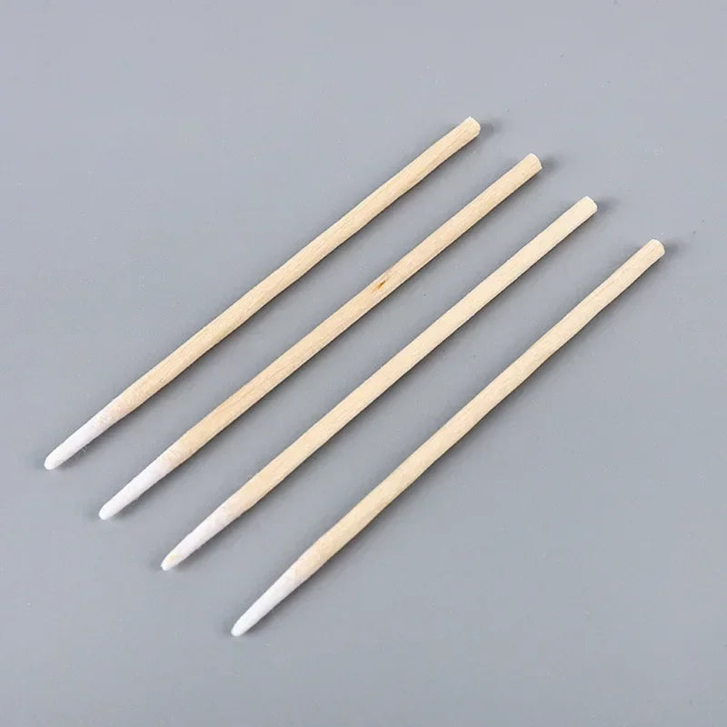 Short Wood Handle Small Pointed Tip Cotton, 100 PCS per pack, Dedicated for Semi Permanent Eyebrow Tattoo Beauty Makeup Color Peaceful Pleasures Health and Wellness