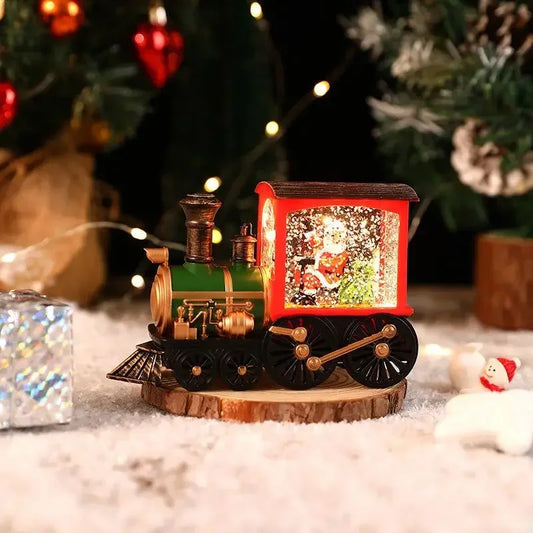 New Christmas Gifts Souvenirs Christmas Party Gifts Water Filled Small Trains Thomas Trains Cars Decoration Lighting Train Box Peaceful Pleasures Health and Wellness colored Santa Claus