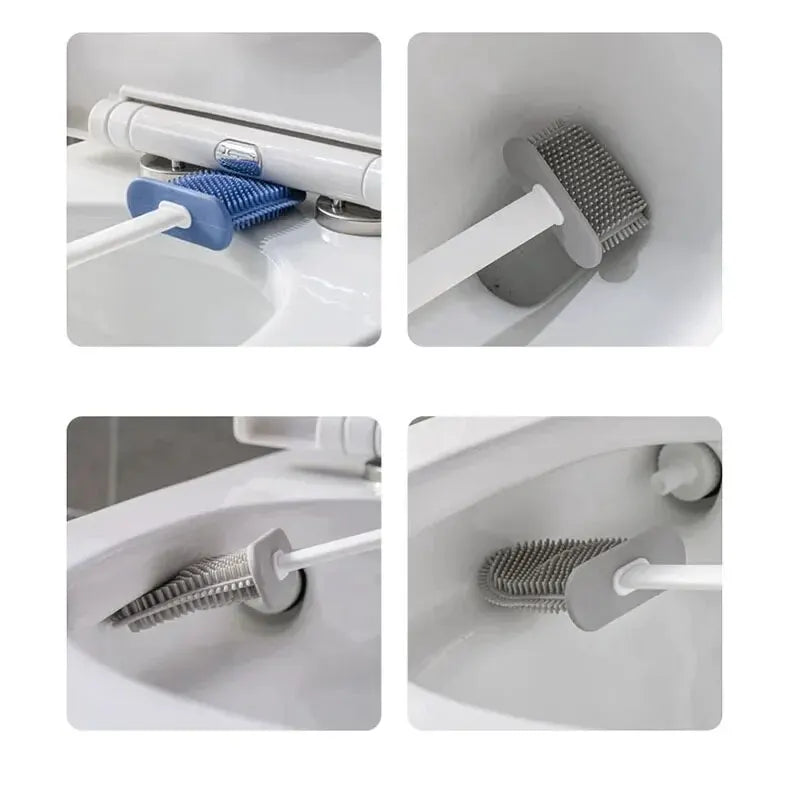 Silicone Toilet Brush & Wall-Mount Holder | Quick Drying