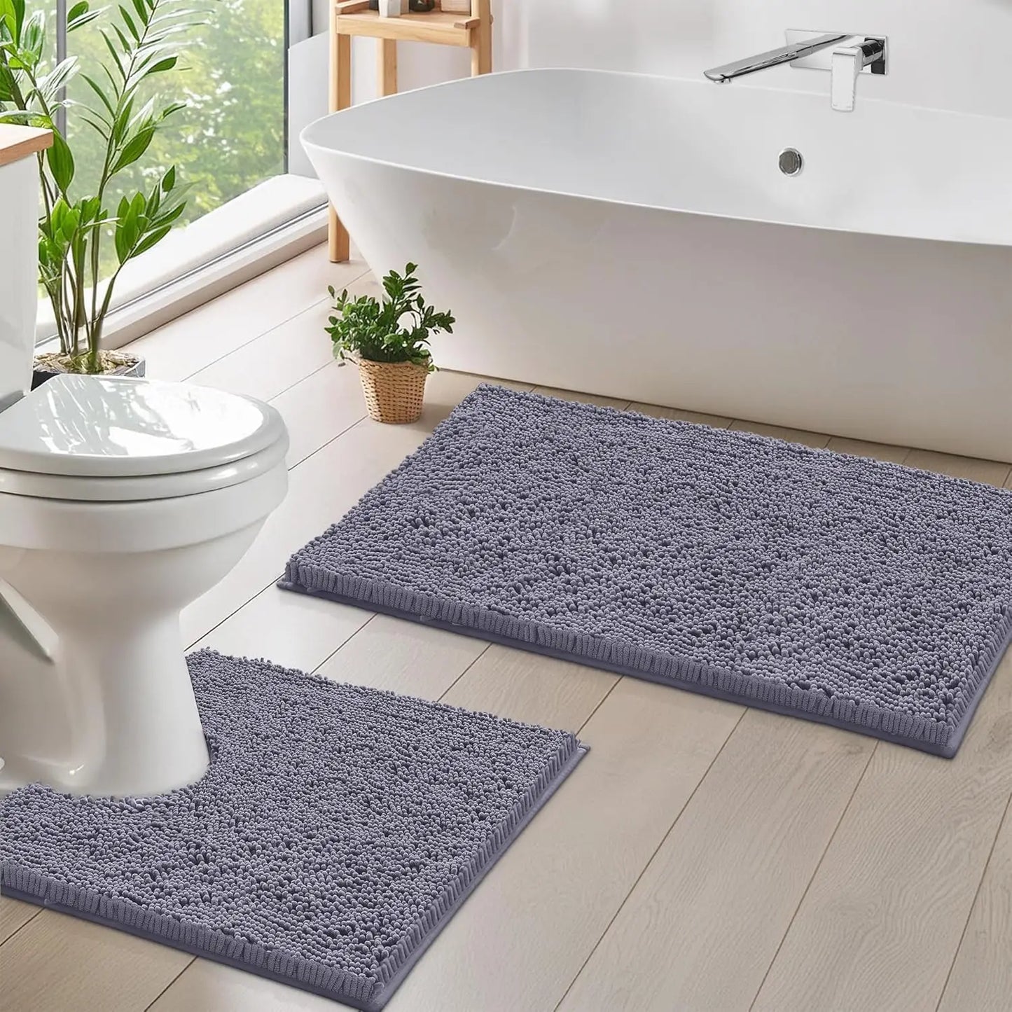 1/2Pieces Bathroom Rugs Non-Slip Chenille Bath Rug Ultra Soft Super Absorbent Bath Mat for Bathroom Toilet Tub Peaceful Pleasures Health and Wellness