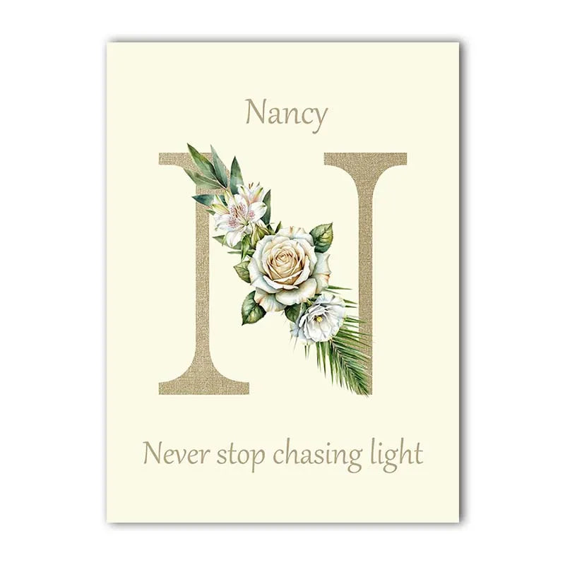 Custom Name Nursery Canvas Art | Bunny Floral Kids Wall Decor Nursery Canvas Print Peaceful Pleasures Health and Wellness