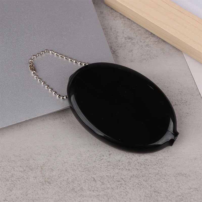 Oval PVC Coin Purse with Chain – Mini Jewelry & Coins Bag