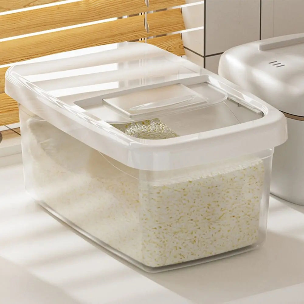 Fresh-keeping Transparent Rice Bucket Moisture-proof Leakproof Cereal Container Convenient Large Capacity Sealed Cans Peaceful Pleasures Health and Wellness