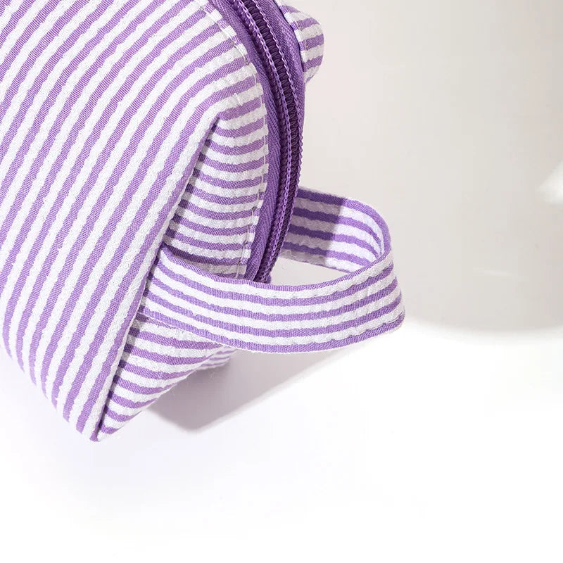 2-Piece Striped Makeup Bag Set | Travel Cosmetic Organizer