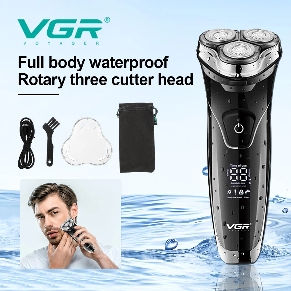 VGR 318 Shaver Electric Razor Professional Shaving Machine Floating Beard Trimmer IPX7 Waterproof Rechargeable Shaver for Men Peaceful Pleasures Health and Wellness