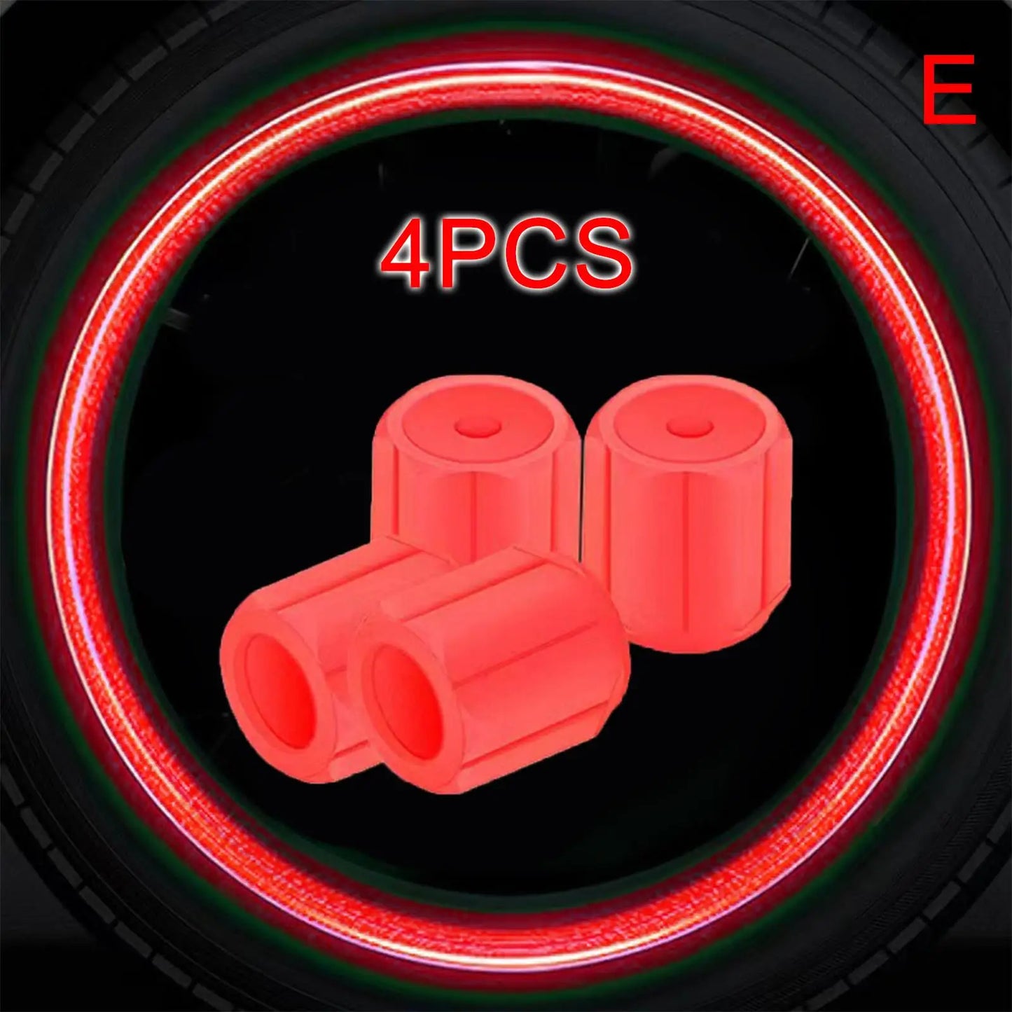4Pcs 16*12mm Luminous Car Valve Caps Mini Non-slip Air Rim Cover Glow In Dark Accessories Universal Tyre Valve Stem Decor Peaceful Pleasures Health and Wellness E