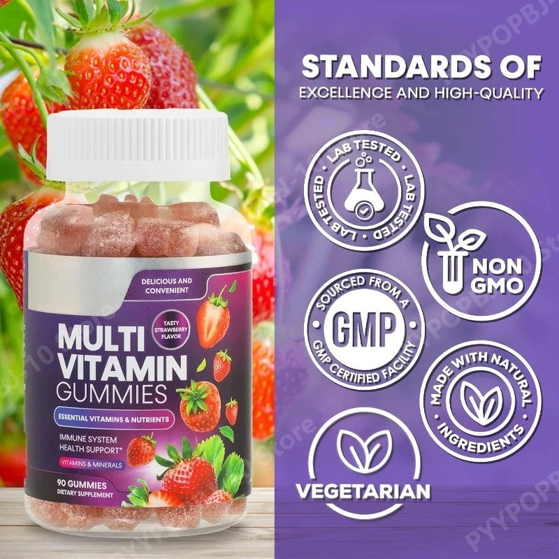 Adult Multivitamin Gummies – Vitamins A, C, D & B12 | 90 Count
