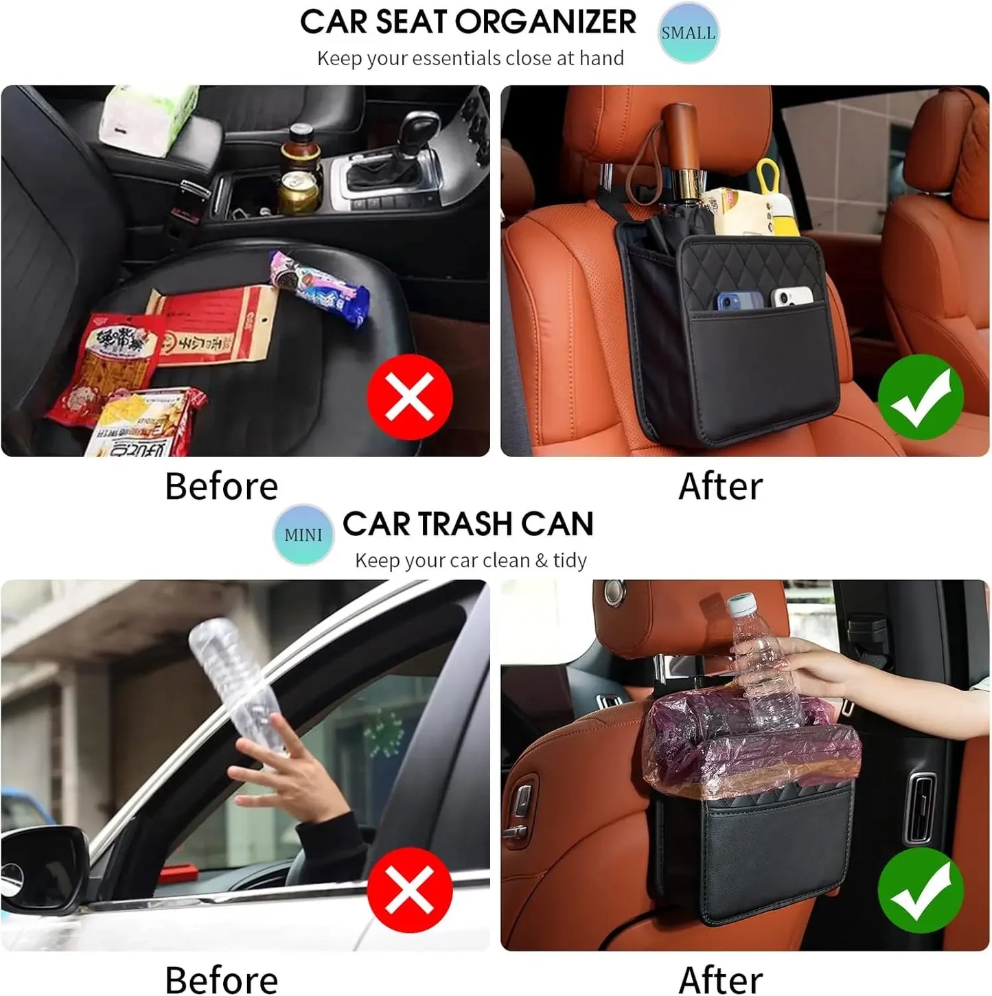 Car Seat Back Organizer with Multi-Pockets, Waterproof PU Leather Storage Bag for Travel and Kids Peaceful Pleasures Health and Wellness