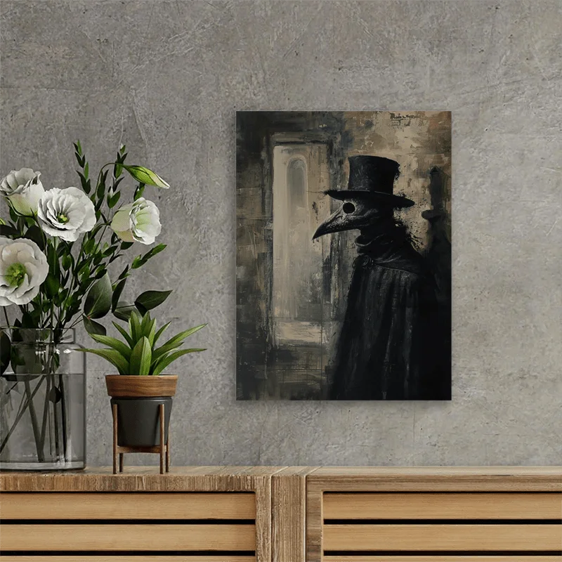 Spooky Gothic Plague Doctor Canvas Wall Art Dark Academia Style Frameless Painting, Perfect for Halloween, Home Decor Poster Peaceful Pleasures Health and Wellness