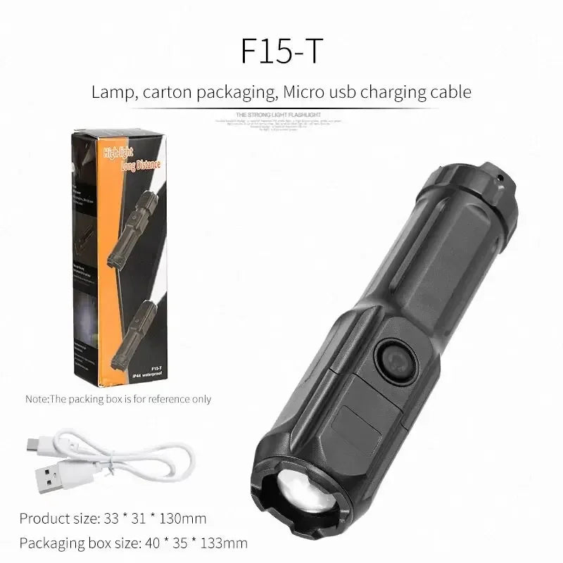 Rechargeable Zoom LED Tactical Flashlight – 4 Modes, 100m