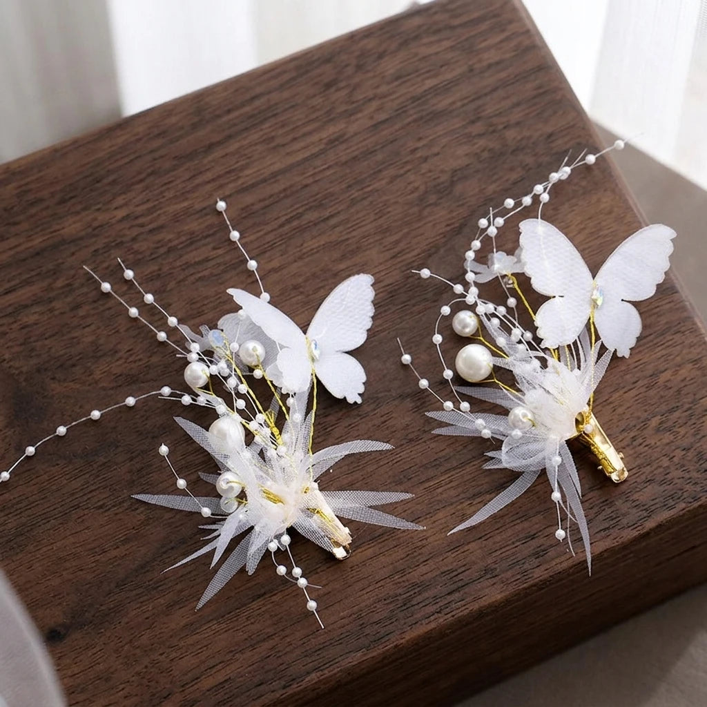 Butterfly Pearl Hairband And Clips Set Alloy Anti Allergic Elegant Design For Wedding And Daily Use Peaceful Pleasures Health and Wellness