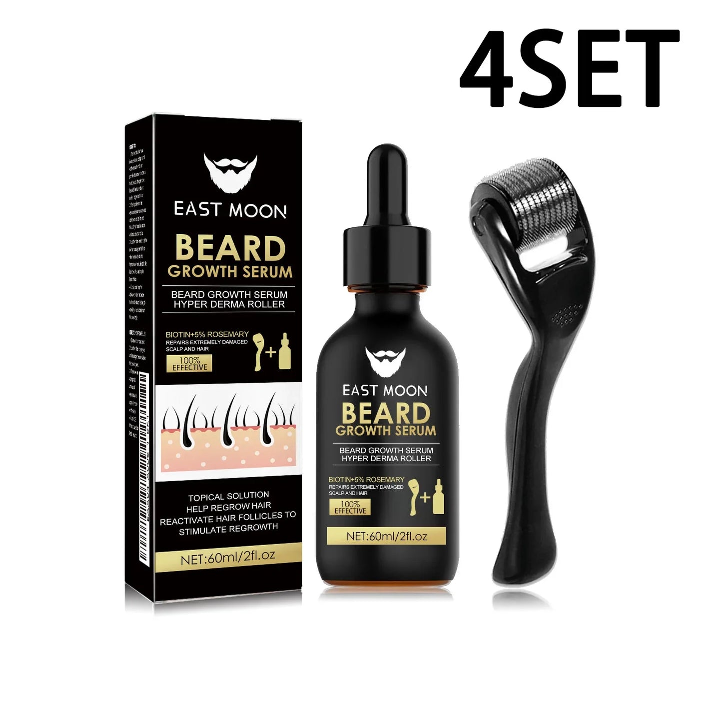 Beard Growth Serum Kit + 0.2mm Derma Roller | Fuller Beard