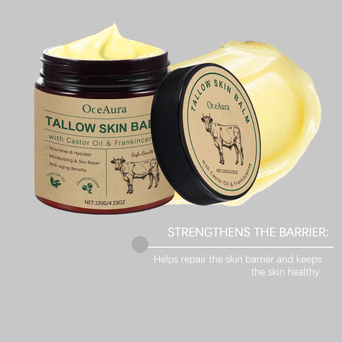 Beef Tallow Moisturizing Balm Wrinkle Remover Brightening Firming Smoothing Repair Fade Fine Lines Soft Facial Nourishing Cream Peaceful Pleasures Health and Wellness