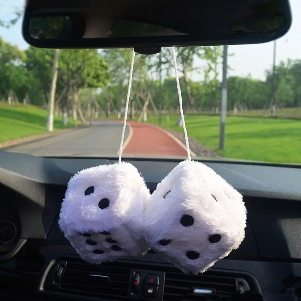 Long Haired Hot Stamping Dice Plush Toy Cube Pendant Car Hanging Dice Plush Dice Car Pendant Plush Toy Cube Pendant Car Ornament Peaceful Pleasures Health and Wellness