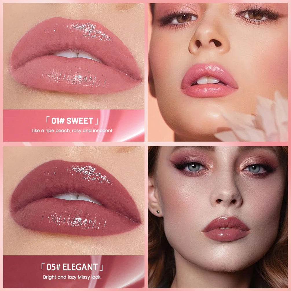 QIBEST 8 Color Watery Lip Gloss Waterproof Long Lasting Mirror Lip Glaze Moisturizing Liquid Lipstick Tint Women Makeup Cosmetic Peaceful Pleasures Health and Wellness
