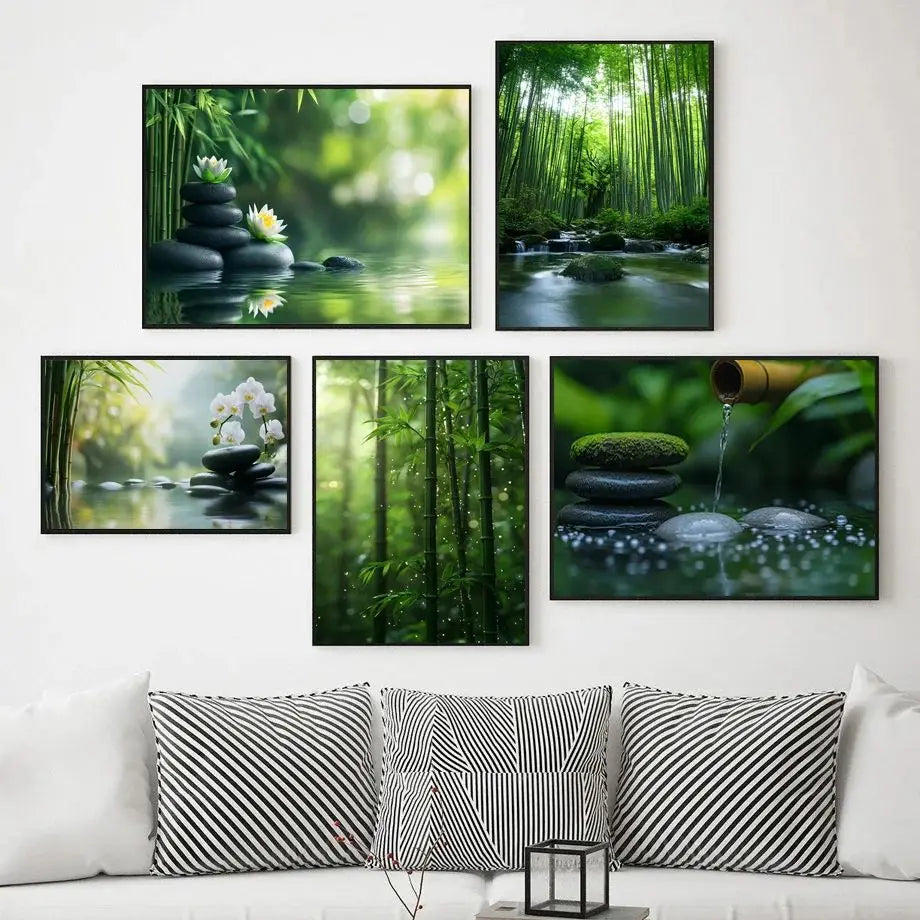 Bamboo Forest Flowers Scenery Canvas Wall Art | Home Décor