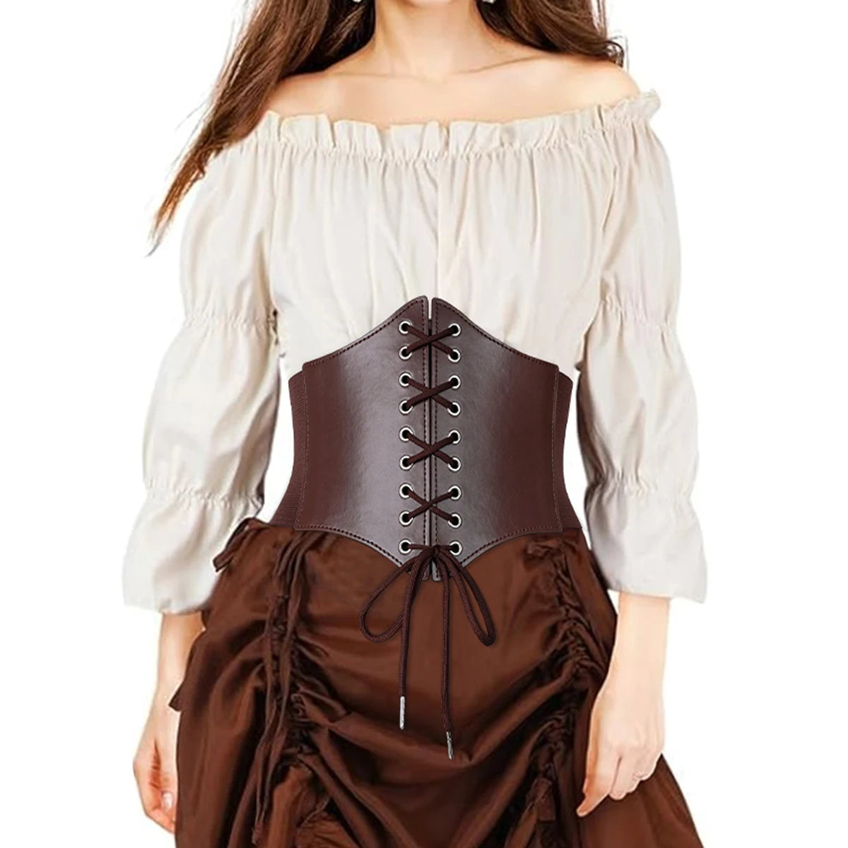 Medieval Wide Leather Armor Belt Steampunk Waist Costume Accessory