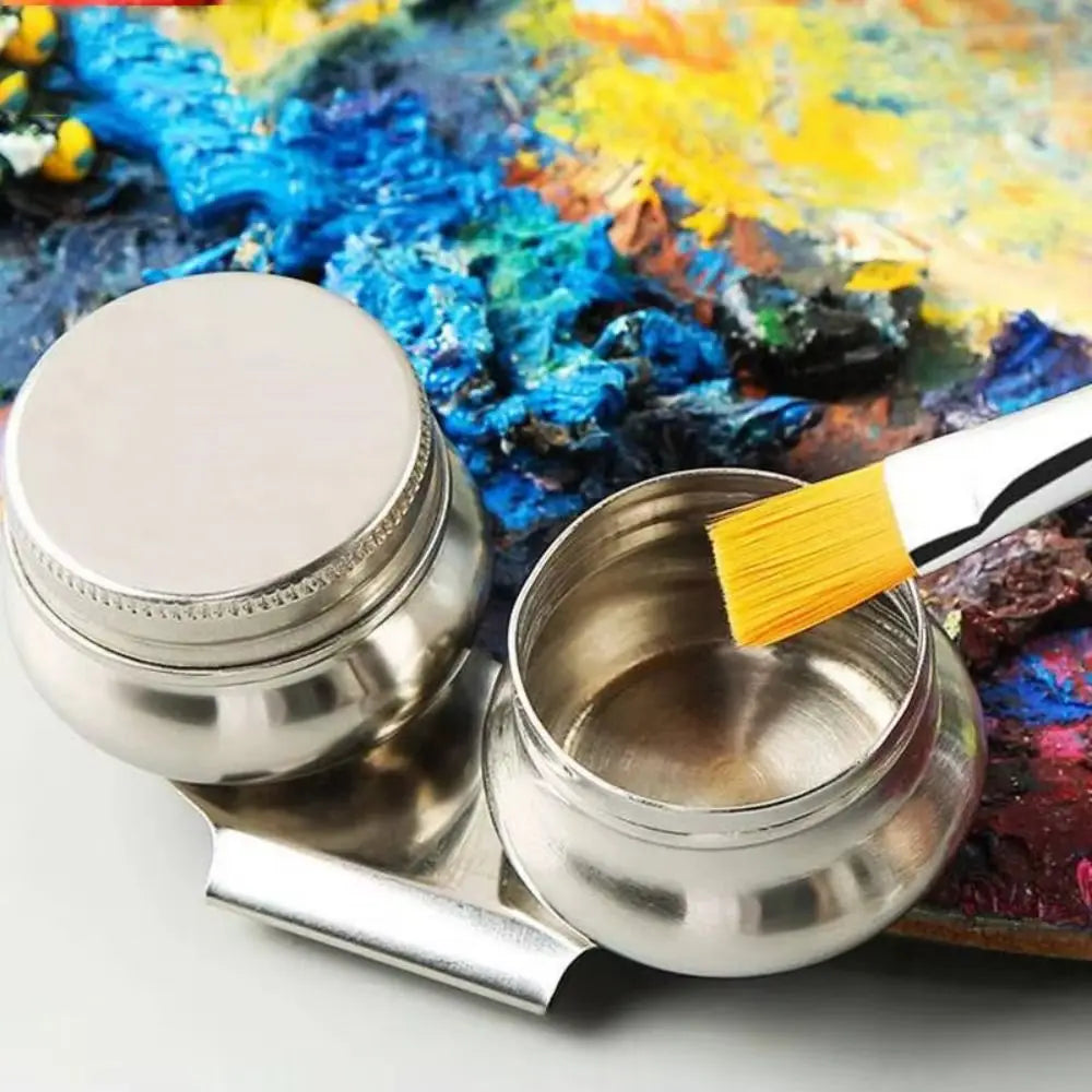 Stainless Steel Painting Oil Pot with Lid – Single & Double Hole