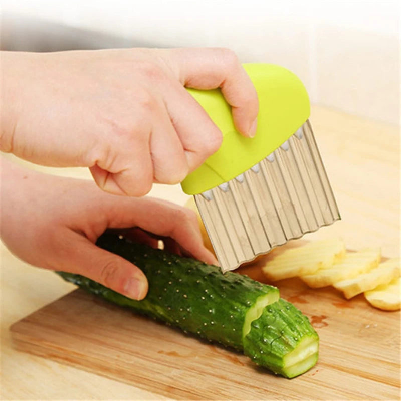 Potato Cutter Chip French Fry Maker Stainless Steel Wavy Knife French Fries Chopper Knife Chopper French Fry Kitchen Tools Peaceful Pleasures Health and Wellness