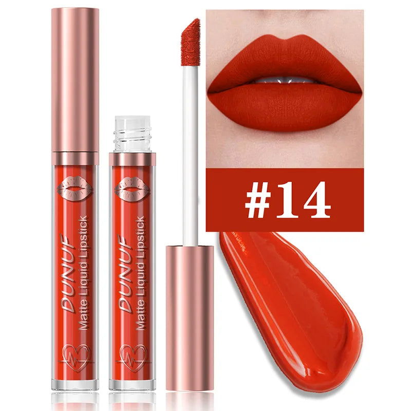 DUNUF 18-Color Matte Velvet Lipstick & Moisturizing Lip Gloss