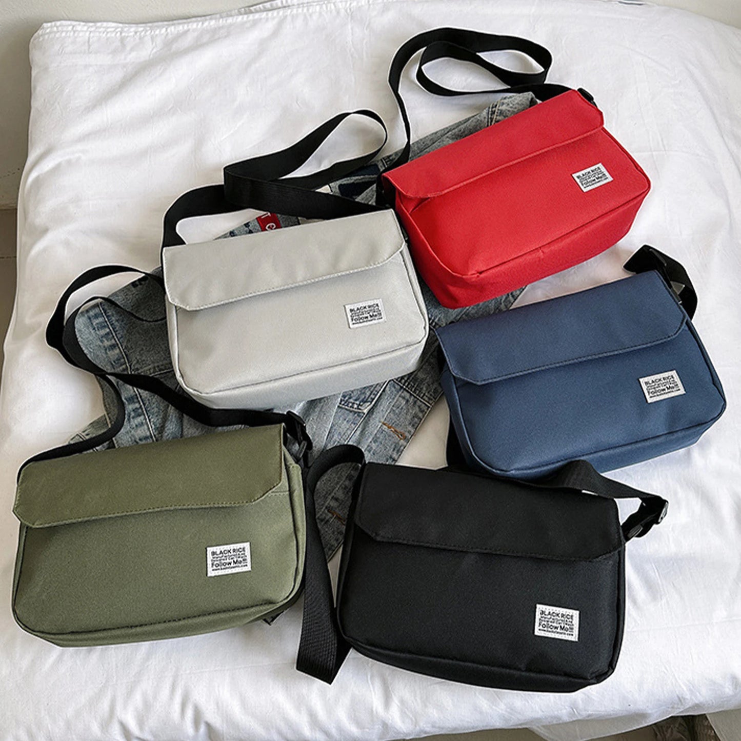 Crossbody Bag for Couples Large Capacity Casual Nylon Underarm Bags for Holiday Vacation Use Travel Shopping Use Peaceful Pleasures Health and Wellness