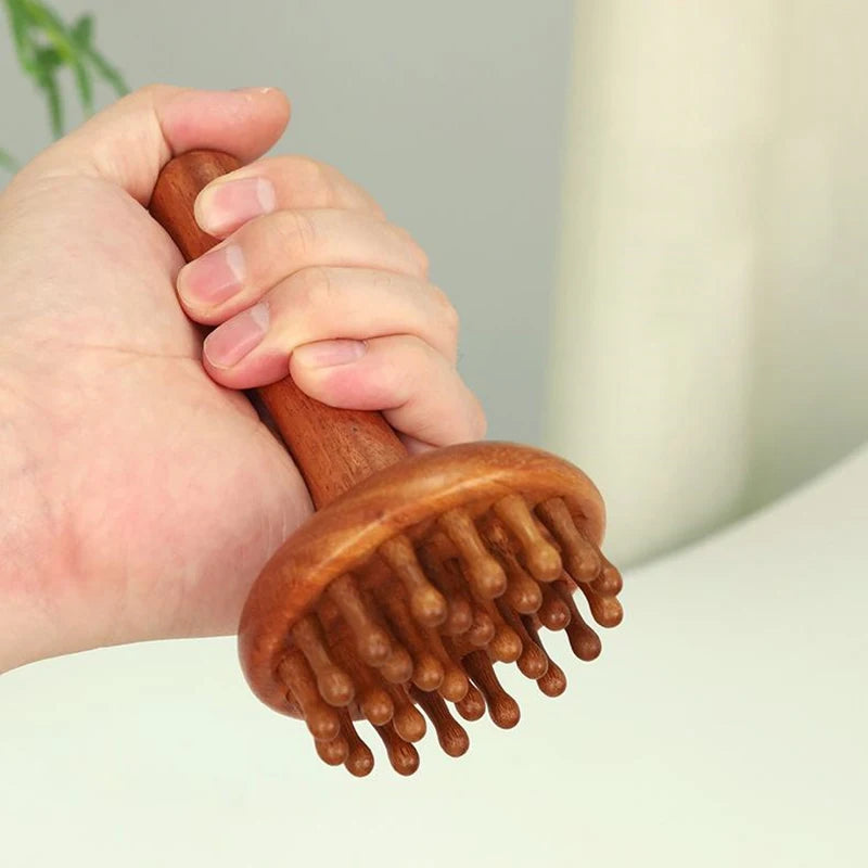 Sandalwood Gua Sha Meridian Massage Brush – Full Body Relief