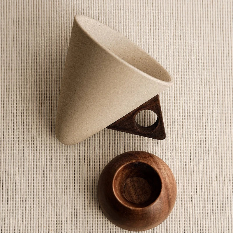 Ancient Style Stoneware Latte Coffee Cup & Saucer Set