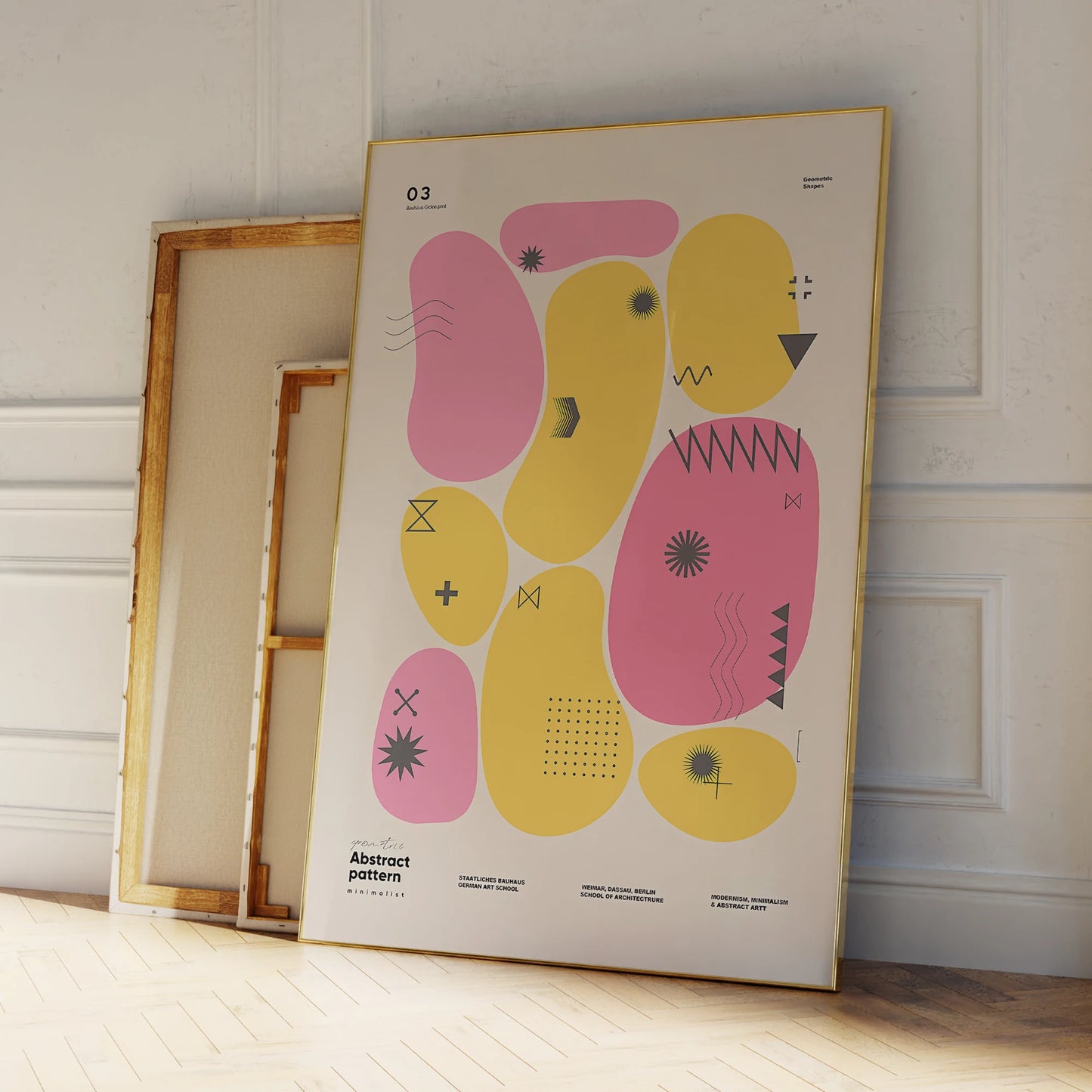 Modern Bauhaus Abstract Geometric Canvas Wall Art | Framed Print