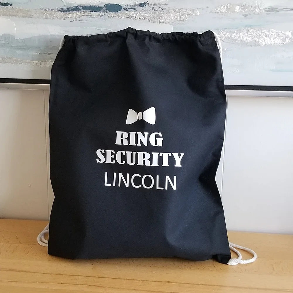 Personalized Ring Security Backpack Drawstring Gift Bag Wedding Ring Bearer Gift Ring Securrity Proposal Bachelorette Hen Party Peaceful Pleasures Health and Wellness