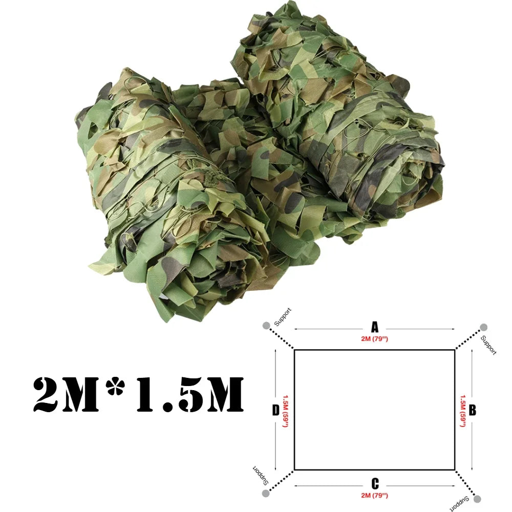 Camouflage Netting Outdoor Camping Sunshade Mesh Camo Net for Garden Buildings Fencing Trellis Covers Privacy Cloth Sun Shelter Peaceful Pleasures Health and Wellness 2x1.5M Woodland