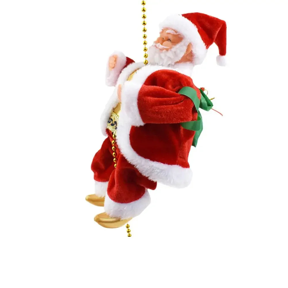 Santa Claus Climbing Beads Music Electric Doll Rope Climbing Santa Christmas Gift For Children Electric Toys Peaceful Pleasures Health and Wellness Red