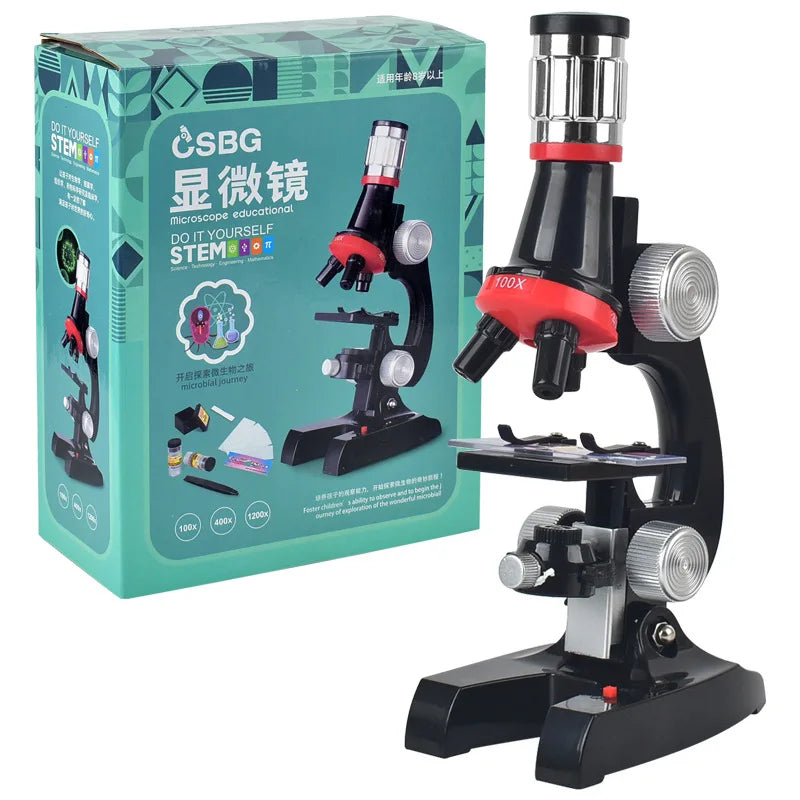 Children Microscope Biology Lab Led School Science Experiment Kit Education Scientific Toys Gifts for Kids Scientist Peaceful Pleasures Health and Wellness C2203