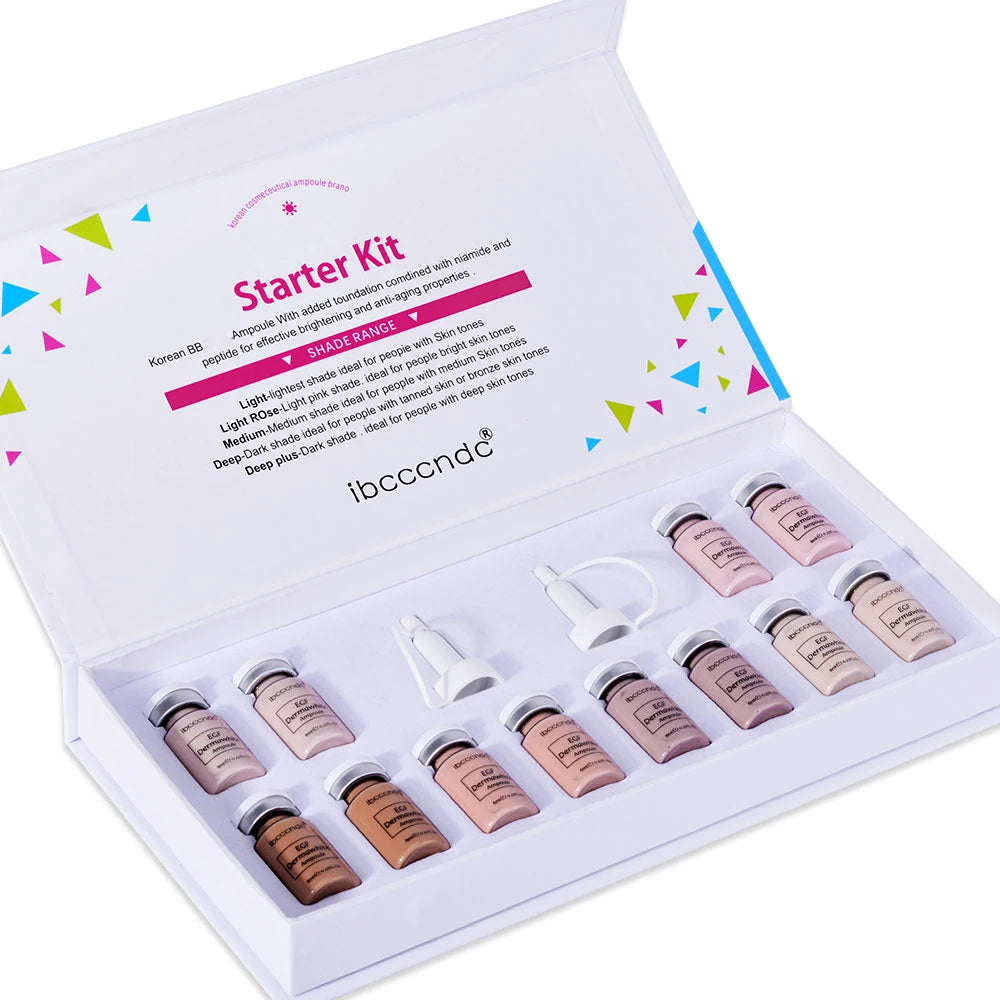 BB Cream Kit Face White Brightening Foundation Concealer Gold Serum Skin Repair Treatment Anti Aging Ampoule 12Pcs 8ml Peaceful Pleasures Health and Wellness foundation