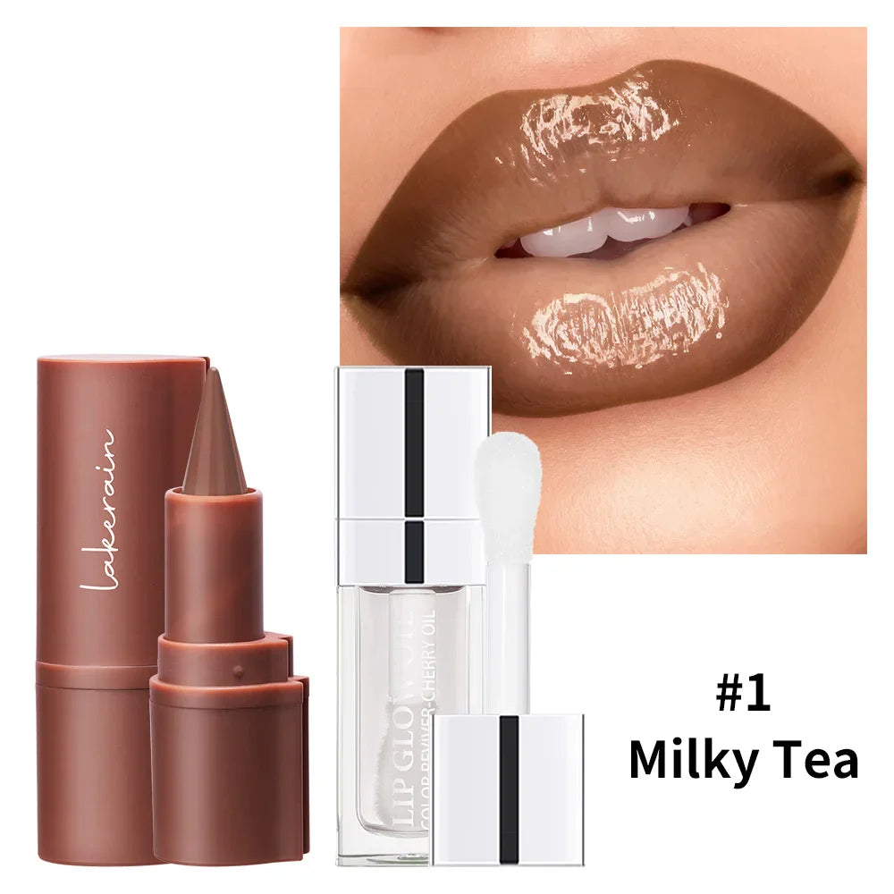 3D Lip Gloss & Lip Liner Set – Hydrating Long-Lasting Formula