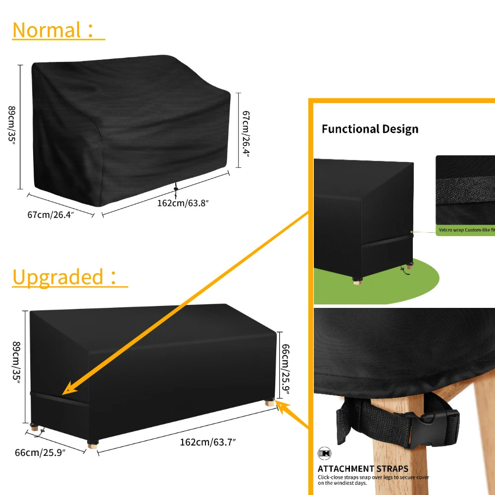 Waterproof Garden Bench Cover 162x66x66x89CM 3 Seater Heavy Duty Oxford Fabric Bench Covers for Bench Seat Love Seat Patio Couch Peaceful Pleasures Health and Wellness