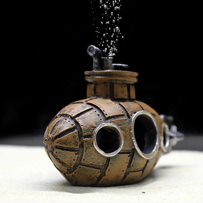 Resin Submarine Aquarium Cave – Fish & Shrimp Hideout Ornament