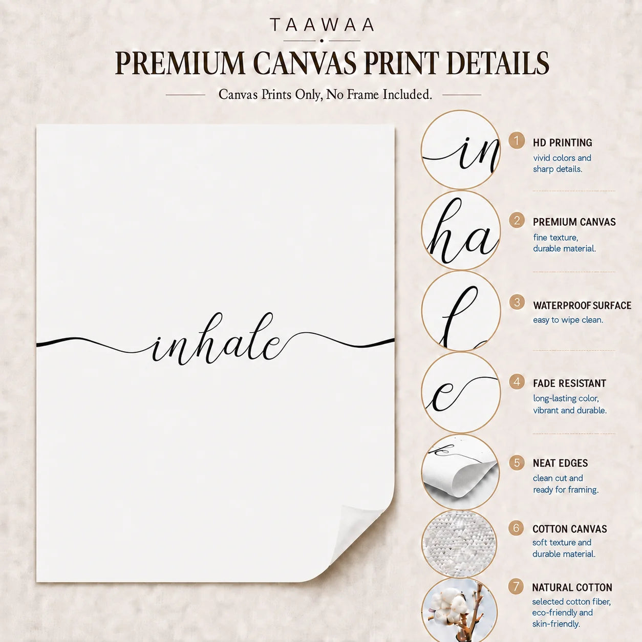 Inhale Inspirational Canvas Wall Art | Minimalist Yoga Decor Canvas Wall Art Peaceful Pleasures Health and Wellness