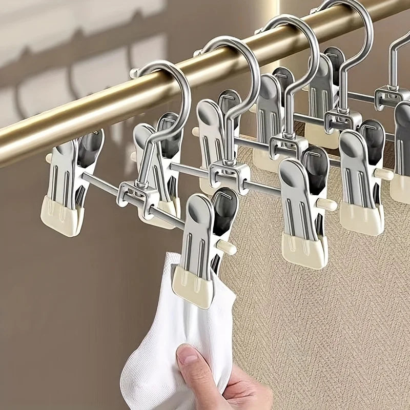 10pcs Heavy-Duty Metal Pants Hangers with Black Rubber Grips - Ideal for Clothes, Socks, Skirts, and Hats - Durable Peaceful Pleasures Health and Wellness