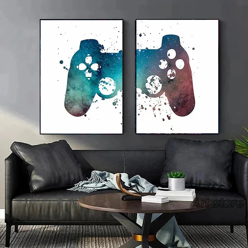 Minimalist Gamepad Controller Canvas Poster Modern Gaming Room Wall Art Print for Gamer Bedroom Home Decoration Peaceful Pleasures Health and Wellness