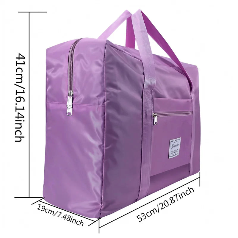 S-XL Multifunctional Folding Travel Bags Waterproof Single Shoulder Hand Luggage Bag Large Capacity Portable Luggage Storage Peaceful Pleasures Health and Wellness Purple L