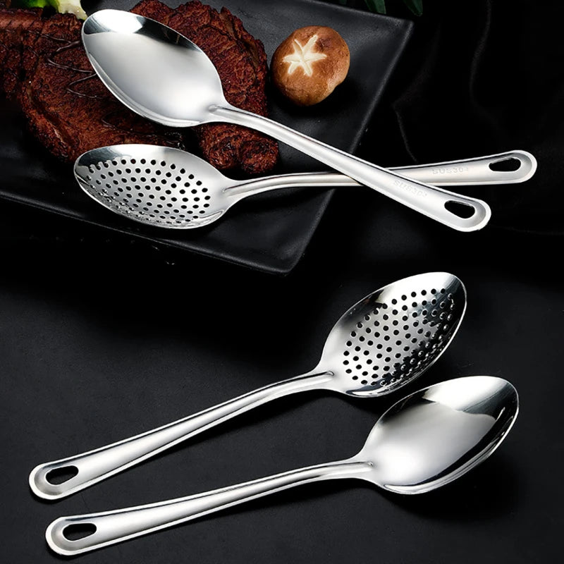 304 Stainless Steel Strainer Spoon Colander Ladle Filter Strainer Food Skimmer Useful Things For Kitchen Gadgets Kitchenware Peaceful Pleasures Health and Wellness