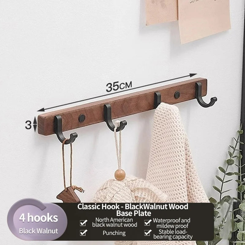 Wood & Aluminum Wall Hooks – Coat, Robe & Towel Hanger Rack