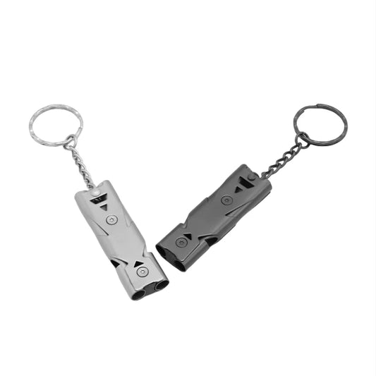 Double Tube Explosive Whistle Outdoor Distress Whistle Stainless Steel High-frequency Earthquake Rescue Whistle Survival Whistle Peaceful Pleasures Health and Wellness silver