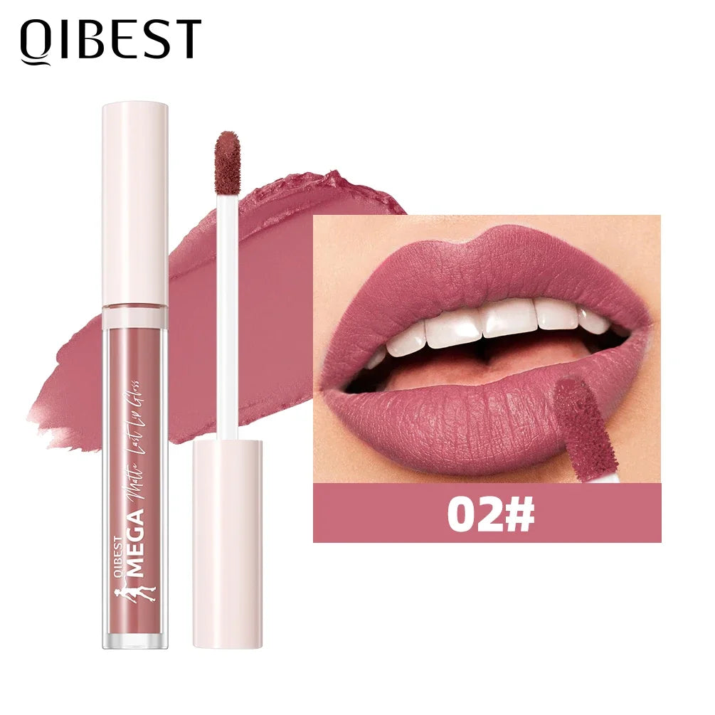 QIBEST 24 Colors Nude Matte Lip Gloss Waterproof Long-lasting Liquid Lipstick Purple Lip Stain Tint Makeup Lip Glaze Cosmetics Peaceful Pleasures Health and Wellness 02