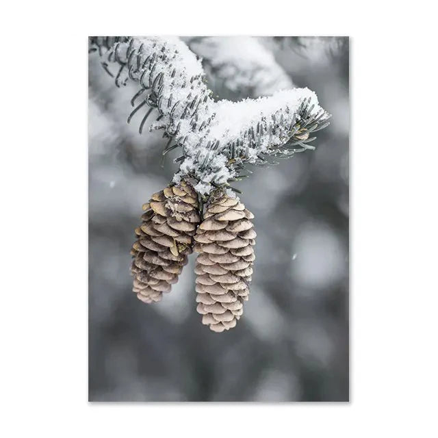 Christmas Deer & Squirrel Snow Scene Canvas Wall Art Print