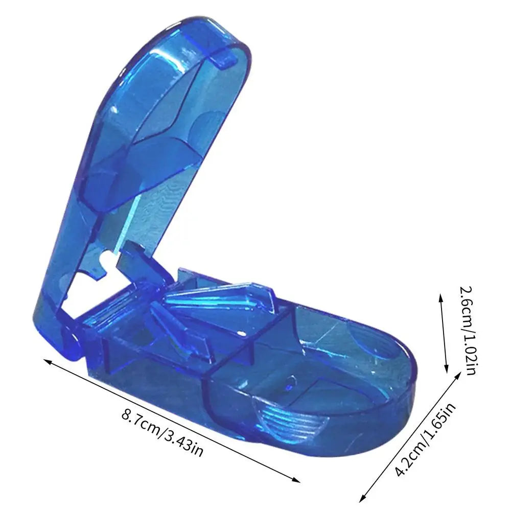 Pill Cutter Box Portable Drugs Box Tablet Cutter Splitter Medicine Pill Holder Pill Cutter Drugs Tablet Divider Storage Case Peaceful Pleasures Health and Wellness Blue